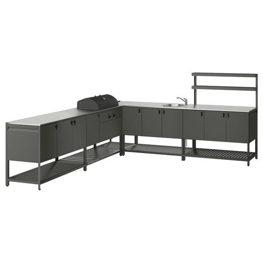 Ikea BÅTSKÄR - Kitchen ester/BBQ carbon/elem lavel, dark grey,300x300 cm