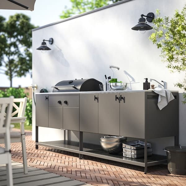Ikea BÅTSKÄR - Kitchen ester/BBQ carbon/elem lavel, dark grey,240x60 cm