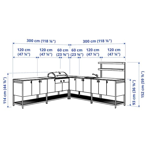 Ikea BÅTSKÄR - Kitchen ester/BBQ carbon/elem lavel, dark grey,300x300 cm