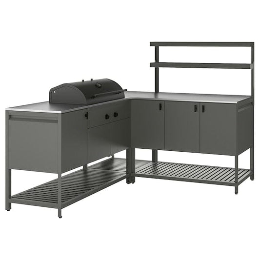 Ikea BÅTSKÄR - Outdoor kitchen/barbecue charcoal, dark grey,180x180x152 cm