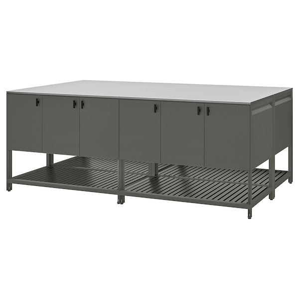 BÅTSKÄR - Outdoor kitchen island, outdoor/dark grey, 240x120 cm