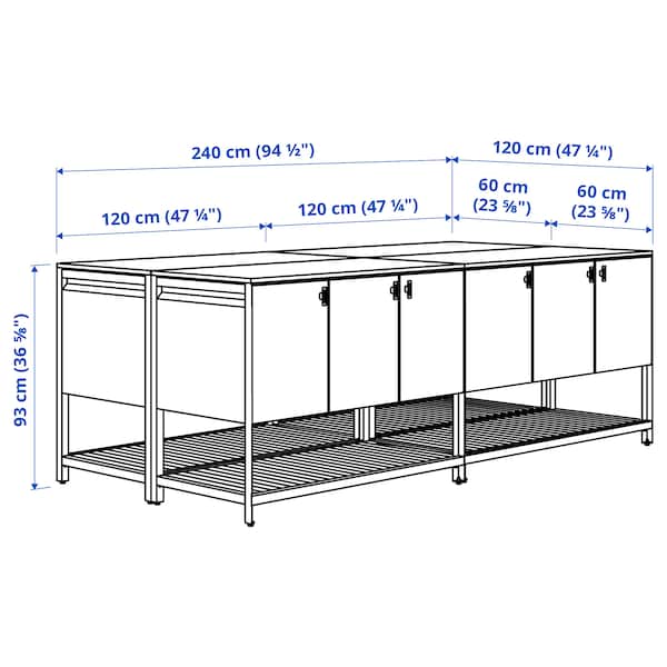 Ikea BÅTSKÄR - Outdoor kitchen island, outdoor/dark grey, 240x120 cm
