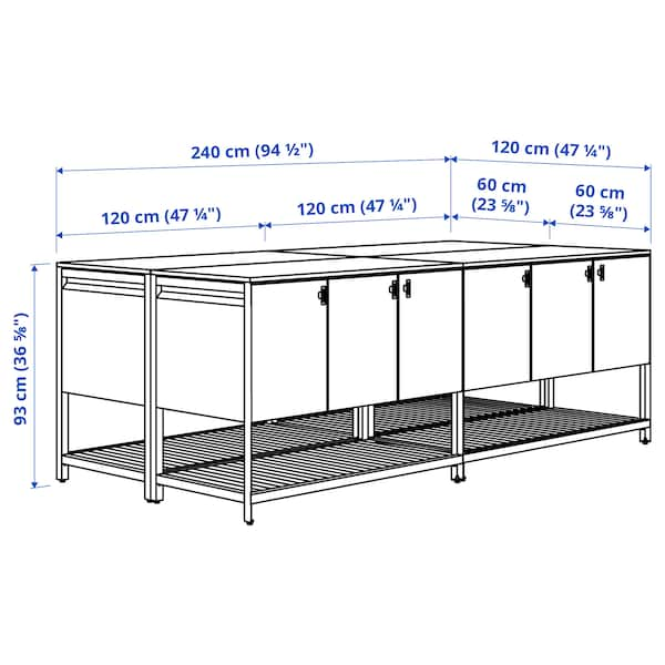 BÅTSKÄR - Outdoor kitchen island, outdoor/dark grey,240x120 cm - best price from Maltashopper.com 49547824