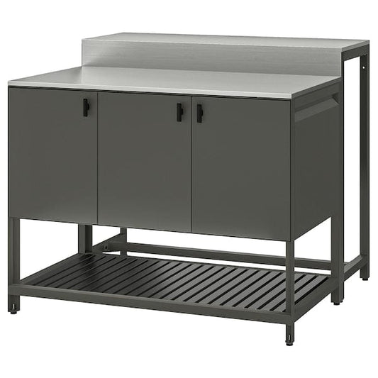 Ikea BÅTSKÄR - Outdoor kitchen island with bar table, dark grey,120x100 cm