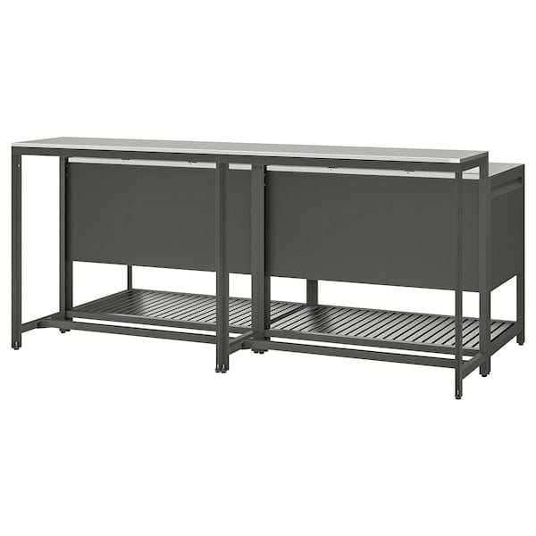 Ikea BÅTSKÄR - Outdoor kitchen island with bar table, dark grey,240x100 cm