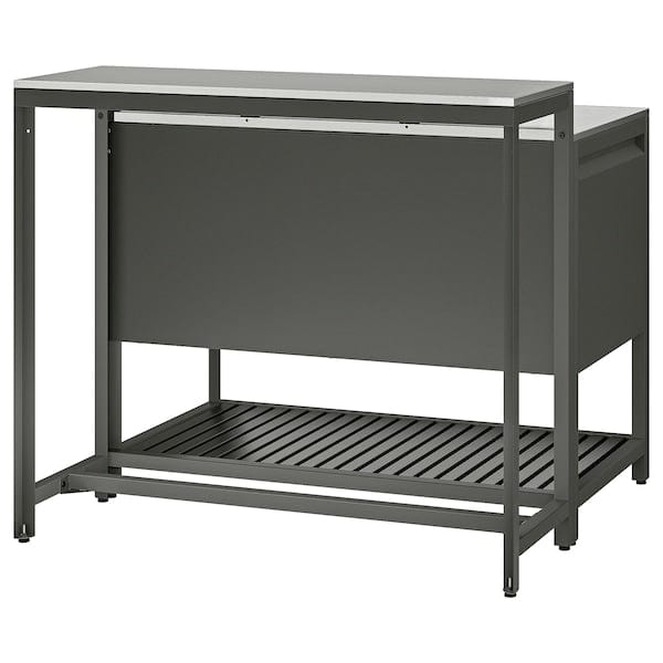 Ikea BÅTSKÄR - Outdoor kitchen island with bar table, dark grey,120x100 cm