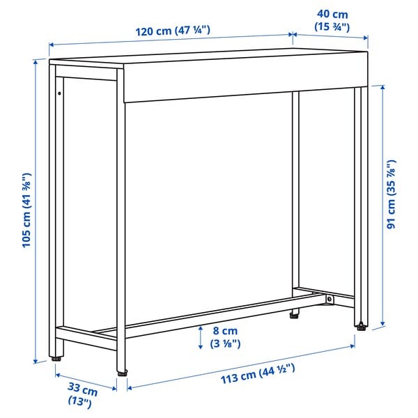 Ikea BÅTSKÄR - Bar table, outdoor/dark grey,120x40 cm
