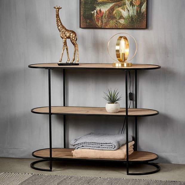 Casa HENDERSON Wall shelf black, natural H 81 x W 105 x D 39.5 cm