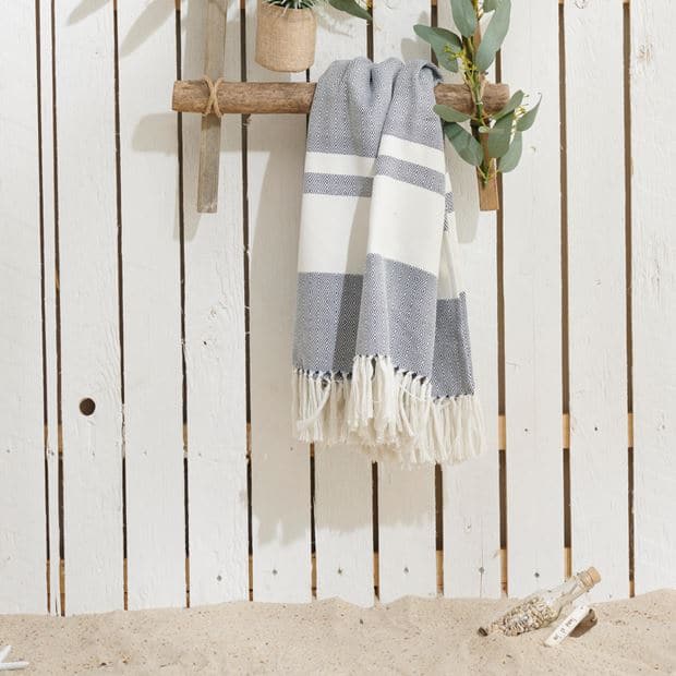 HARBOR Plaid blue W 130 x L 170 cm