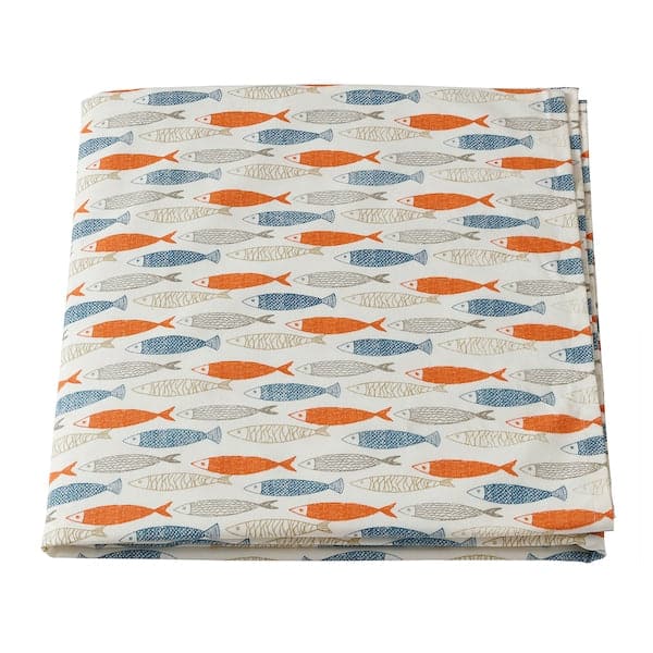 Ikea BEDYRA Tablecloth - dark pattern fish 145x240 cm ,