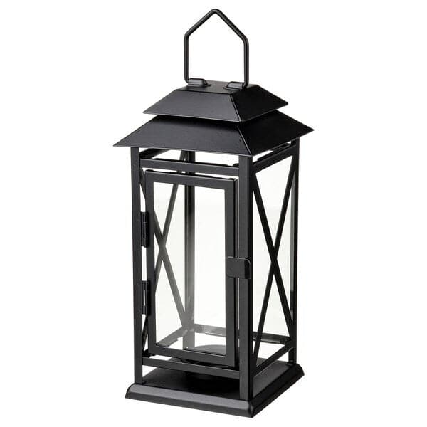 BEFÄSTA - Lantern for tealight, in/outdoor, black, 22 cm - best price from Maltashopper.com 70548096