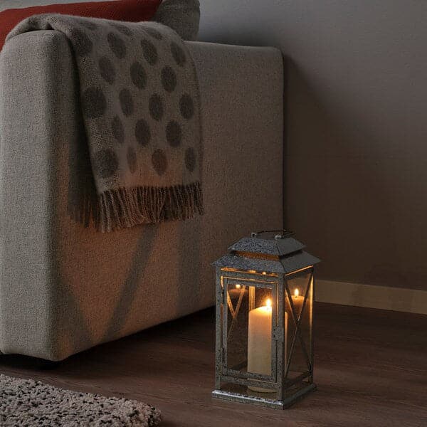 BEFÄSTA - Lantern f block candle, in/outdoor, galvanised, 29 cm - best price from Maltashopper.com 50496833