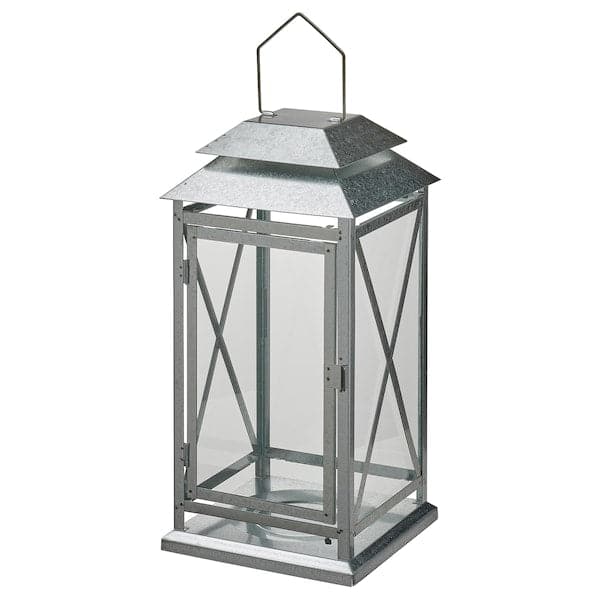 BEFÄSTA - Lantern f block candle, in/outdoor, galvanised