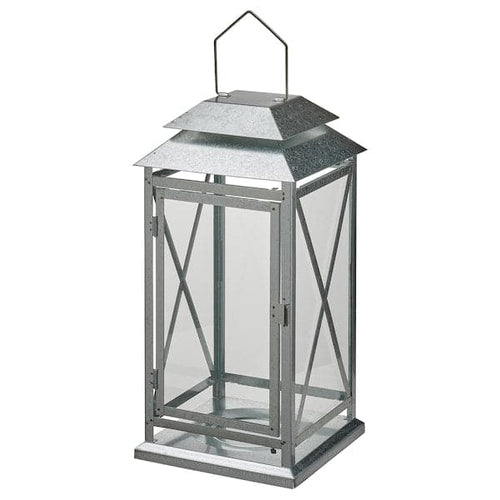 BEFÄSTA - Lantern f block candle, in/outdoor, galvanised, 44 cm