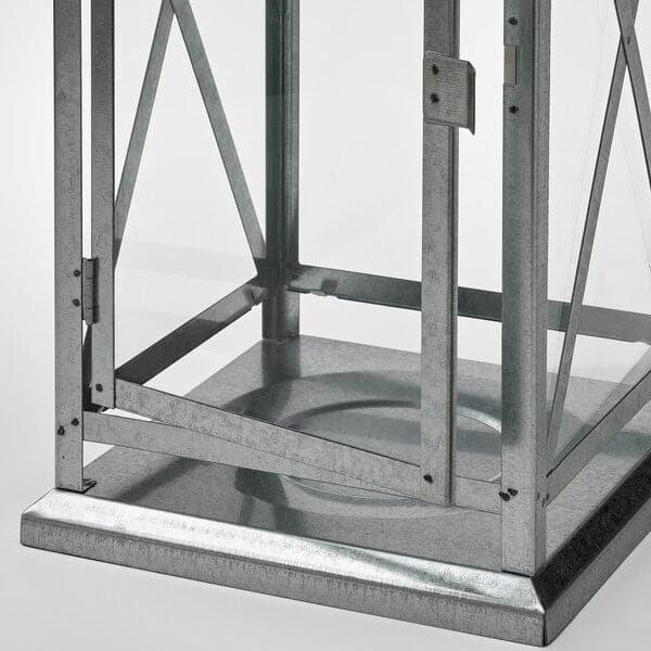 Ikea BEFÄSTA - Lantern f block candle, in/outdoor, galvanised, 44 cm