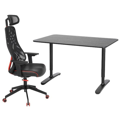 BEKANT / MATCHSPEL Desk and chair - black ,