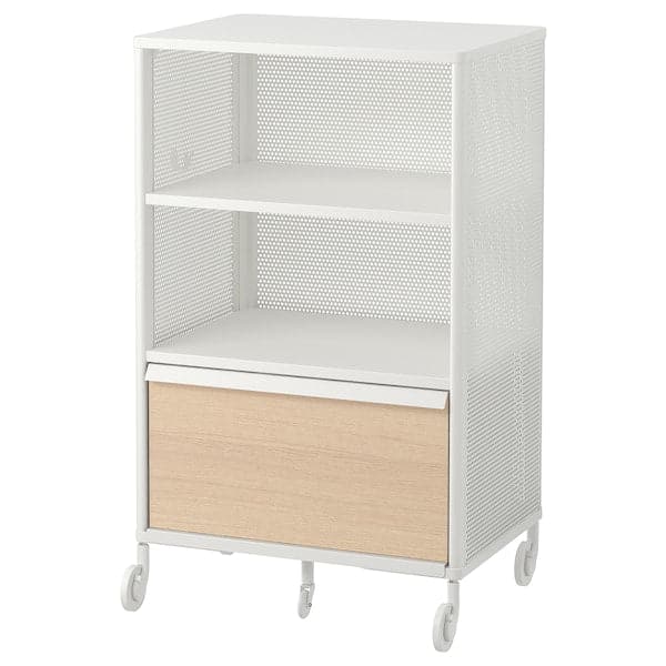 BEKANT - Storage unit with smart lock, mesh white, 61x101 cm