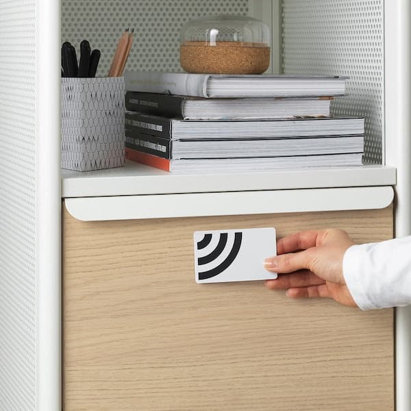 BEKANT - Storage unit with smart lock, mesh white, 41x61 cm - best price from Maltashopper.com 69286806