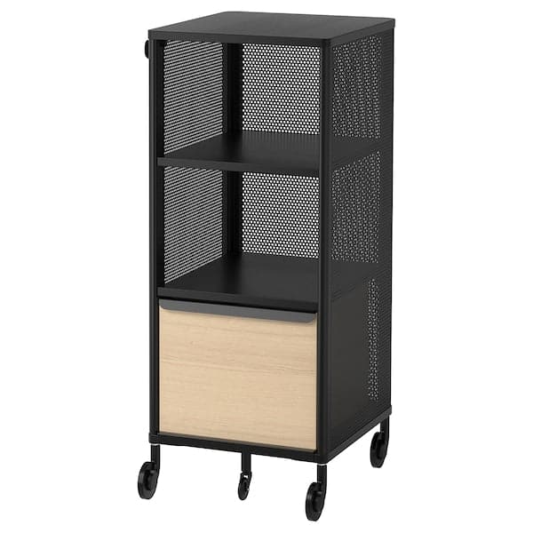 BEKANT - Storage unit with smart lock, mesh black, 41x101 cm