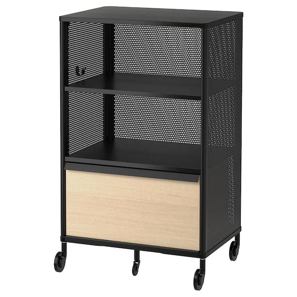 BEKANT - Storage unit with smart lock, mesh black, 61x101 cm