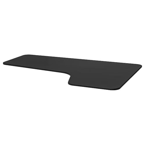 BEKANT - Right-hand corner table top, black stained ash veneer, 160x110 cm