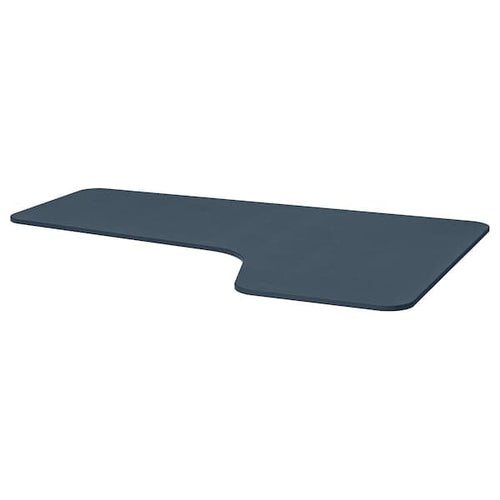 BEKANT - Right-hand corner table top, linoleum blue, 160x110 cm
