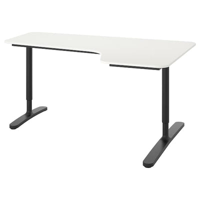 BEKANT - Corner desk right, white/black, 160x110 cm - best price from Maltashopper.com 09006427