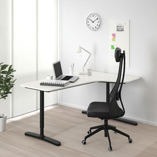 BEKANT - Corner desk right, white/black
