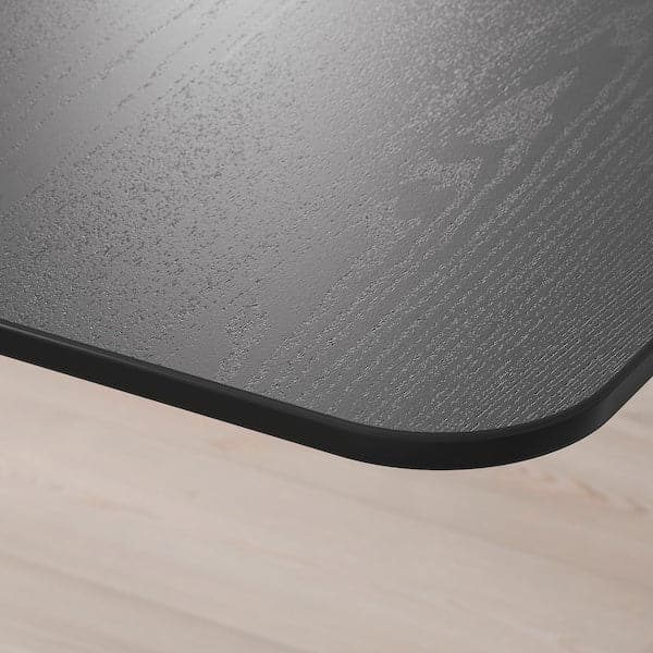 BEKANT - Corner desk right, black stained ash veneer/white, 160x110 cm - best price from Maltashopper.com 99282901