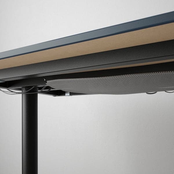 BEKANT - Corner desk right, linoleum blue/black, 160x110 cm - best price from Maltashopper.com 99282883