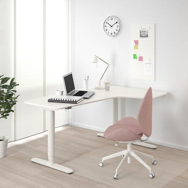 BEKANT Adjustable right corner desk - white 160x110 cm - best price from Maltashopper.com 29022501