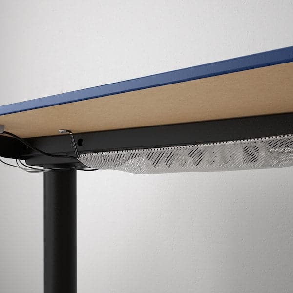 BEKANT Adjustable right corner desk - blue/black linoleum 160x110 cm , 160x110 cm - best price from Maltashopper.com 19282368