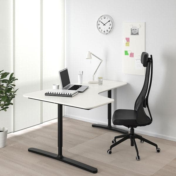 BEKANT - Corner desk left, white/black