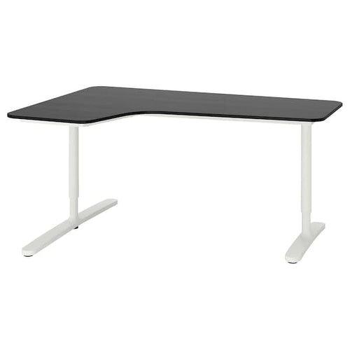 BEKANT scrivania angolare destra, impiallacc frassino/mordente nero/bianco,  160x110 cm - IKEA Italia