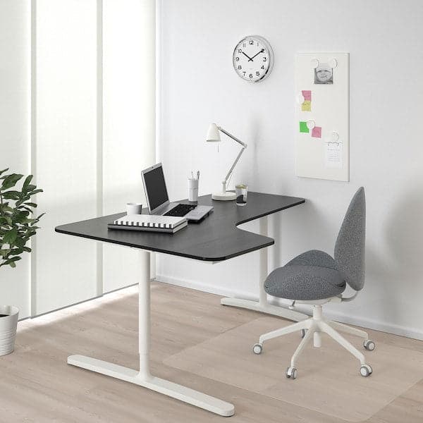 BEKANT - Corner desk left, black stained ash veneer/white , 160x110 cm - Premium Office Furniture from Ikea - Just €323.99! Shop now at Maltashopper.com