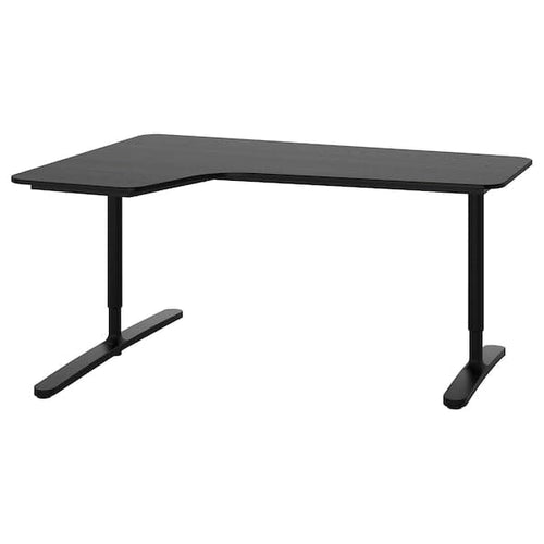BEKANT - Corner desk left, black stained ash veneer/black, 160x110 cm