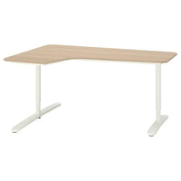 BEKANT - Corner desk left, white stained oak veneer/white, 160x110 cm - best price from Maltashopper.com 19282839