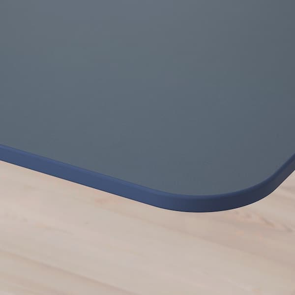 BEKANT - Corner desk left, linoleum blue/white