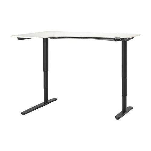 BEKANT Adjustable angular desk sx - black/white 160x110 cm