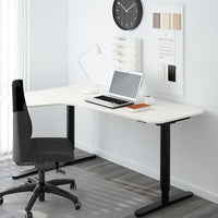 BEKANT Adjustable angular desk sx - black/white 160x110 cm - best price from Maltashopper.com 19022281