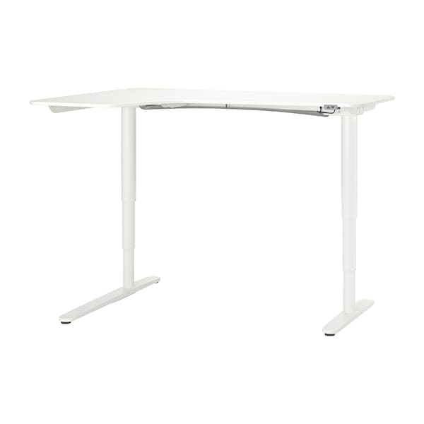 BEKANT Adjustable sx corner desk - white 160x110 cm , 160x110 cm - best price from Maltashopper.com 99022277