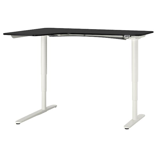 BEKANT Adjustable sx corner desk - black/white 160x110 cm frax/biting veneer , 160x110 cm - Premium Office Furniture from Ikea - Just €648.99! Shop now at Maltashopper.com