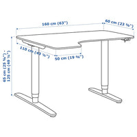 BEKANT Adjustable sx corner desk - veneered white/white mord oak 160x110 cm , 160x110 cm - Premium Office Furniture from Ikea - Just €648.99! Shop now at Maltashopper.com