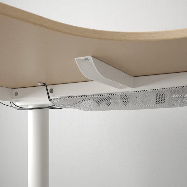 BEKANT Adjustable sx corner desk - veneered white/white mord oak 160x110 cm , 160x110 cm - best price from Maltashopper.com 39282305