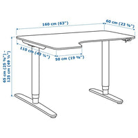 BEKANT Adjustable corner desk - linoleum blue/white 160x110 cm , 160x110 cm - best price from Maltashopper.com 79282313