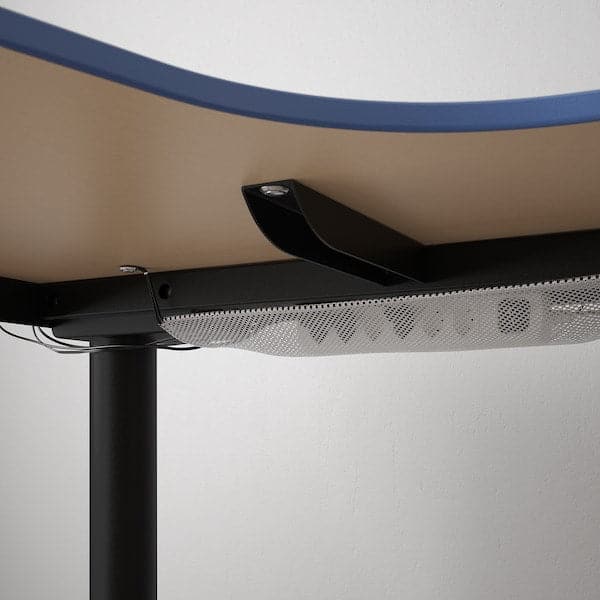 BEKANT Adjustable angular desk sx - blue/black linoleum 160x110 cm , 160x110 cm - best price from Maltashopper.com 49282282