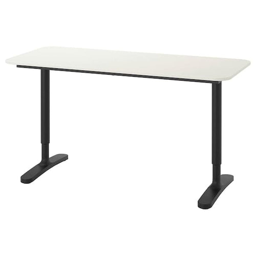 BEKANT - Desk, white/black, 140x60 cm