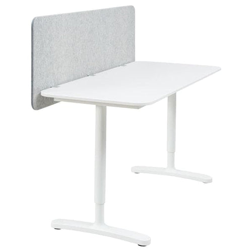 BEKANT - Desk with screen, white/grey, 140x60 48 cm