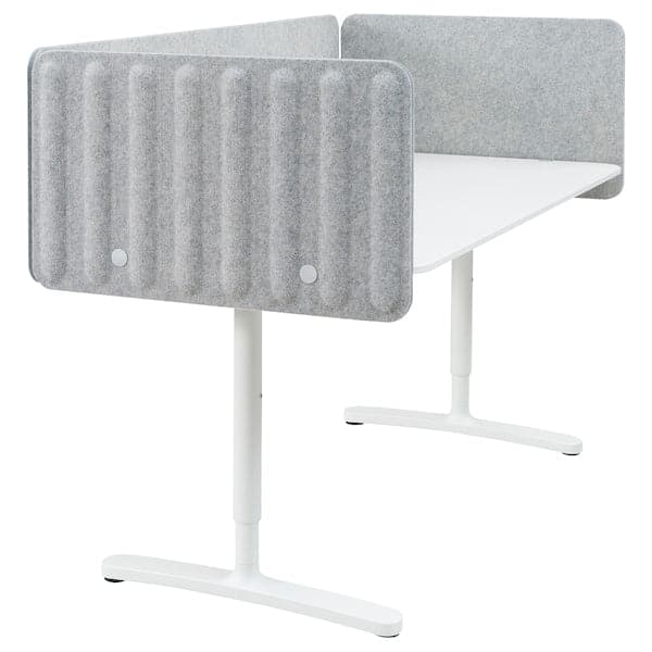 BEKANT - Desk with screen, white/grey - Premium Office Furniture from Ikea - Just €518.99! Shop now at Maltashopper.com