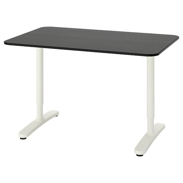 BEKANT - Desk, black stained ash veneer/white, 120x80 cm - best price from Maltashopper.com 89282586